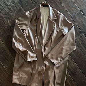 Brown faux leather blazer